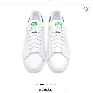 Adidas Stan Smith White and Green Leather Sneakers